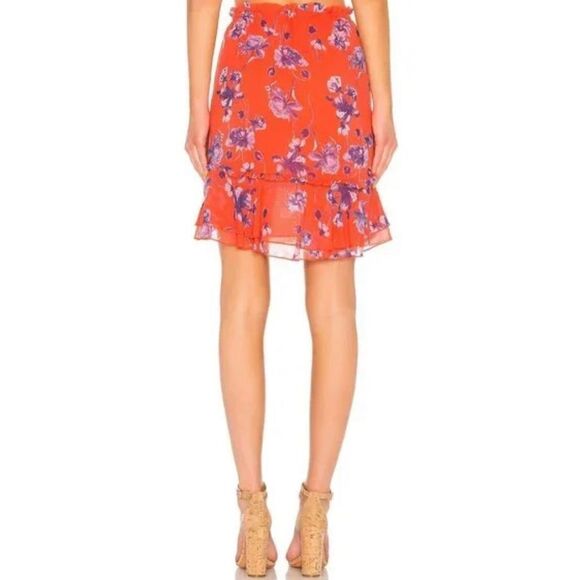 House of Harlow x Revolve Ariani Skirt in Crimson Floral NWT Size Small - Picture 2 of 7